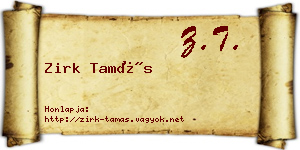 Zirk Tamás névjegykártya